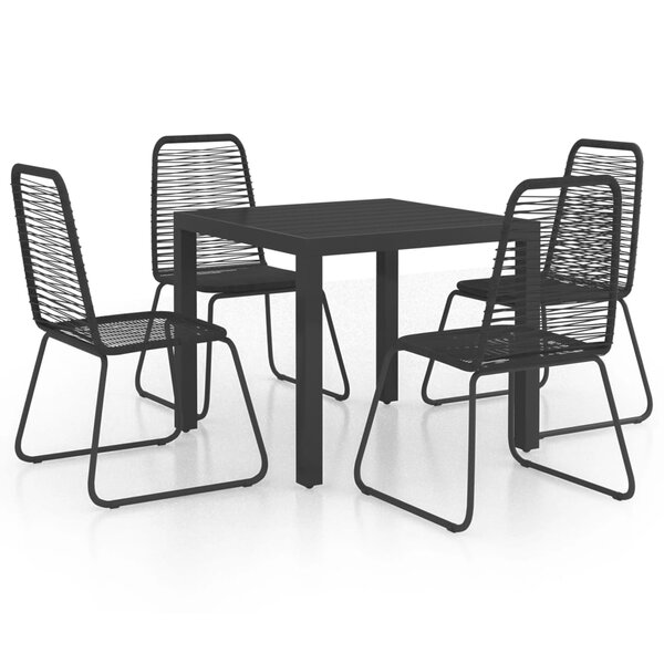 vidaXL Ensemble à manger de jardin 5 Pièces PVC résine tressée noir