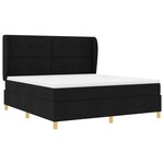 Lit à ressort box avec matelas noir 180x200 cm en tissu