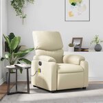 vidaXL Fauteuil inclinable de massage Crème Similicuir