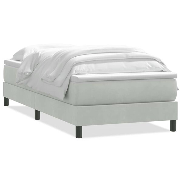 vidaXL Sommier à lattes de lit et matelas gris clair 90x220 cm velours