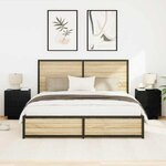 vidaXL Cabinet de chevet avec tiroir 2 Pièces Chêne noir 45 x 40 x 55 cm