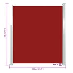 vidaXL Auvent latéral rétractable de patio 160x500 cm Rouge
