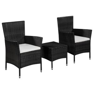vidaXL Ensemble de bistro 3 Pièces Résine tressée Noir
