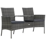 vidaXL Canapé jardin 2 places et table basse Résine tressée Anthracite
