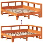 vidaXL Lit bibliothèque sans matelas cire marron 150x200 cm pin massif