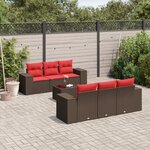 vidaXL Salon de jardin avec coussins 7 Pièces marron résine tressée