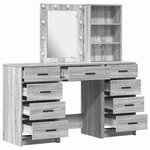 vidaXL Table de Toilette 3 Pièces Gris 40 x 41 x 135 cm Bois d'ingénierie
