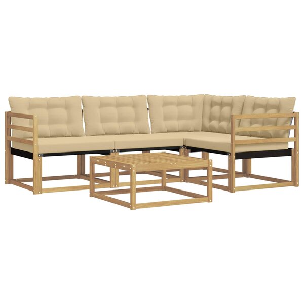 vidaXL Ensemble de canapés d'extérieur 5 pc Blanc et Beige