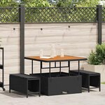 vidaXL Ensemble de salle à manger pour jardin 3 Pièces Noir Poly rotin