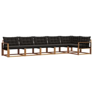 vidaXL Ensemble de canapés d'extérieur 6 Pièces Naturel et Noir
