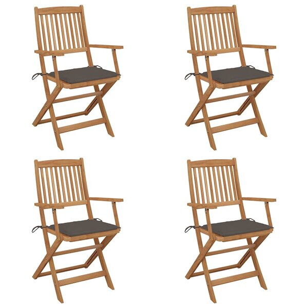 vidaXL Chaises pliables de jardin lot de 4 avec coussins Bois d'acacia