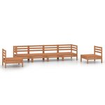 Salon de jardin meuble d'extérieur ensemble de mobilier 6 pièces marron miel bois de pin massif 02_0017034