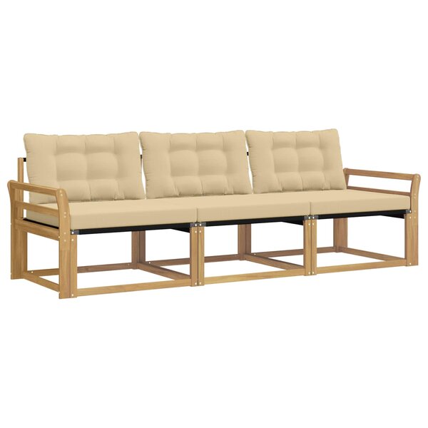 vidaXL Ensemble de canapés d'extérieur 3 pc Blanc et Beige