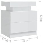 vidaXL Table de chevet Blanc brillant 45x35x52 cm Bois d'ingénierie