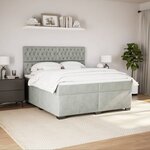 vidaXL Sommier à lattes de lit et matelas Gris clair 200x200cm Velours