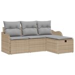 vidaXL Ensemble de canapé de jardin 4 Pièces Beige Poly rotin