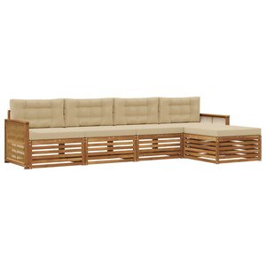 vidaXL Ensemble de canapés d'extérieur 5 Pièces Naturel et Beige