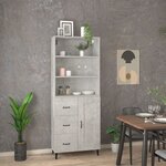 vidaXL Buffet haut Gris béton Bois d'ingénierie