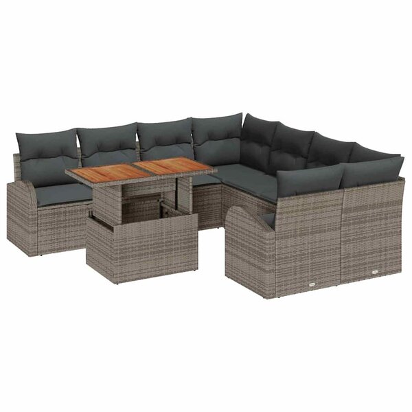 vidaXL Ensemble de canapé de jardin 9 Pièces Gris 100 x 55 x 73 cm