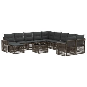 vidaXL Ensemble de canapé de jardin 12 pc Gris et Gris foncé polyrotin