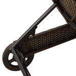 vidaXL Chaise longue avec roues et coussin marron résine tressée