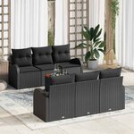 vidaXL Ensemble de canapé de jardin 7 Pièces Noir Poly rotin