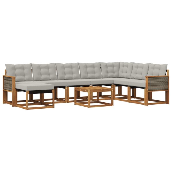 vidaXL Ensemble de canapés d'extérieur 9 Pièces Naturel et Gris clair