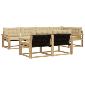 vidaXL Ensemble de canapés d'extérieur 7 pc Blanc et Beige