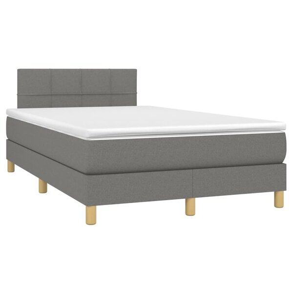 vidaXL Sommier à lattes de lit avec matelas gris foncé 120x190cm tissu