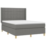 vidaXL Sommier à lattes de lit matelas LED Gris foncé 140x200 cm Tissu