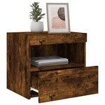 vidaXL Table de chevet avec lumières LED chêne fumé 50x40x45 cm