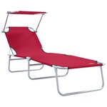 vidaXL Set de 2 chaises longues pliantes avec toile en 600D Oxford rouge