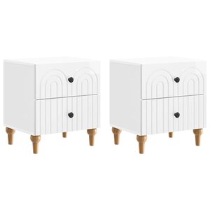 vidaXL Cabinet de chevet 2 Pièces Blanc brillant 43 x 34 5 x 48 cm