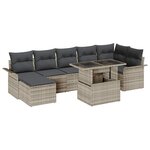 vidaXL Ensemble de canapé de jardin 8 Pièces Gris clair Poly rotin