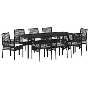vidaXL Ensemble de salle à manger pour jardin 9 Pièces Noir polyrotin
