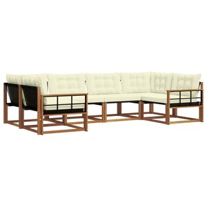 vidaXL Ensemble de canapés d'extérieur 6 pc Naturel et Crème