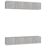 vidaXL Meubles TV 4 Pièces Gris béton 80x30x30 cm Bois d'ingénierie