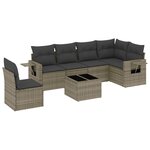 vidaXL Salon de jardin avec coussins 7 Pièces gris résine tressée
