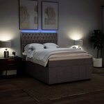 vidaXL Sommier à lattes de lit avec matelas Taupe 140x190 cm Tissu