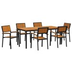 vidaXL Ensemble de salle à manger pour jardin 7 Pièces Noir et marron