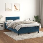 vidaXL Sommier à lattes de lit et matelas bleu foncé 120x190cm velours