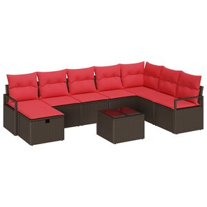 vidaXL Ensemble de Canapés avec coussin 9 Pièces Marron polyrotin