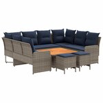 vidaXL Ensembles de meubles 8 Pièces Gris et bleu marine Rotin PE