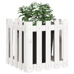 vidaXL Jardinière avec design de clôture blanc 50x50x50 cm pin massif