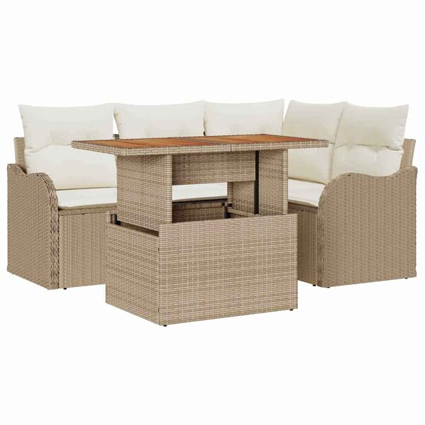 vidaXL Ensemble de canapé de jardin avec coussin 5 Pièces beige et crème