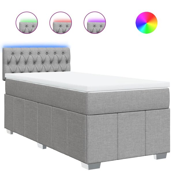 vidaXL Sommier à lattes de lit et matelas Gris clair 90x190 cm Tissu