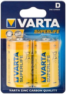Blister de 2 Piles Salines Superlife 2020 Mono/D/LR20 1 5V VARTA