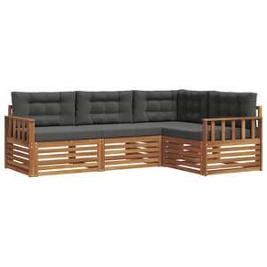 vidaXL Ensemble de canapés d'extérieur 4 Pièces Naturel et Anthracite