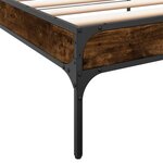 vidaXL Cadre de lit chêne fumé 90x190 cm bois d'ingénierie et métal