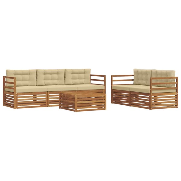 vidaXL Ensemble de canapés d'extérieur 6 Pièces Naturel et Beige